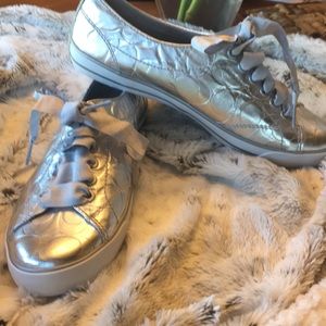 Silver Coach sneakers. Size 8.5.  Like new!
